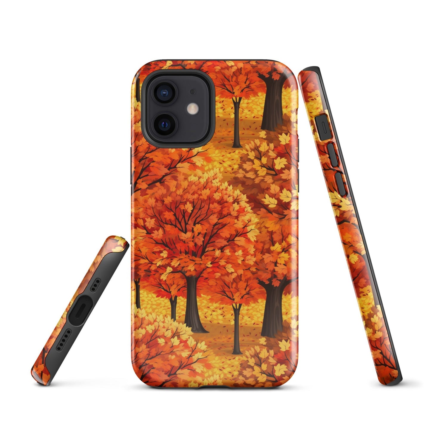 Impasto-Style Woodlands - High-Contrast Autumn Foliage - iPhone Case - Pattern Symphony