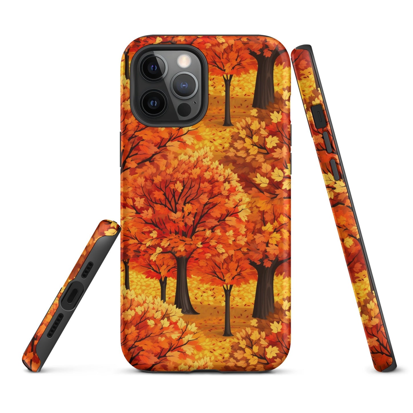 Impasto-Style Woodlands - High-Contrast Autumn Foliage - iPhone Case - Pattern Symphony