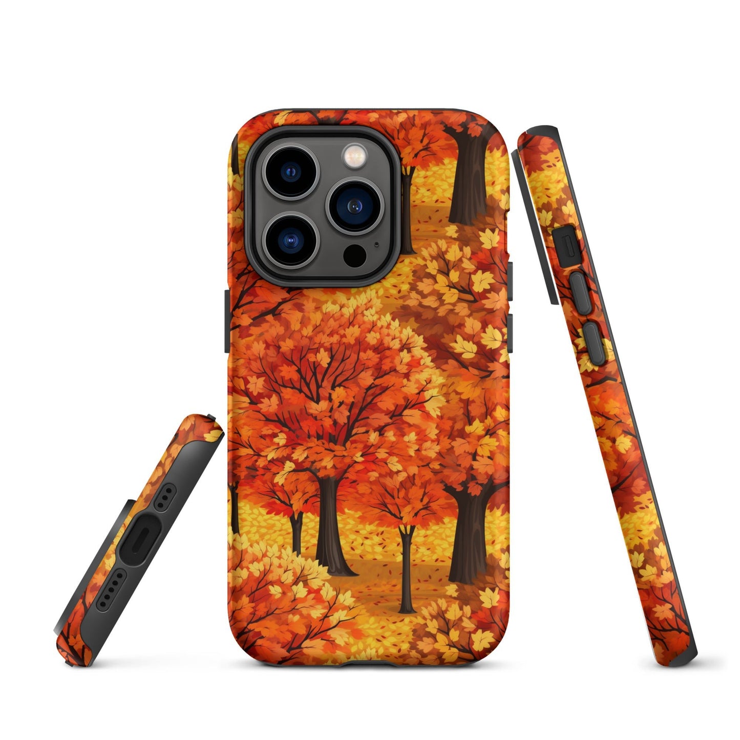 Impasto-Style Woodlands - High-Contrast Autumn Foliage - iPhone Case - Pattern Symphony