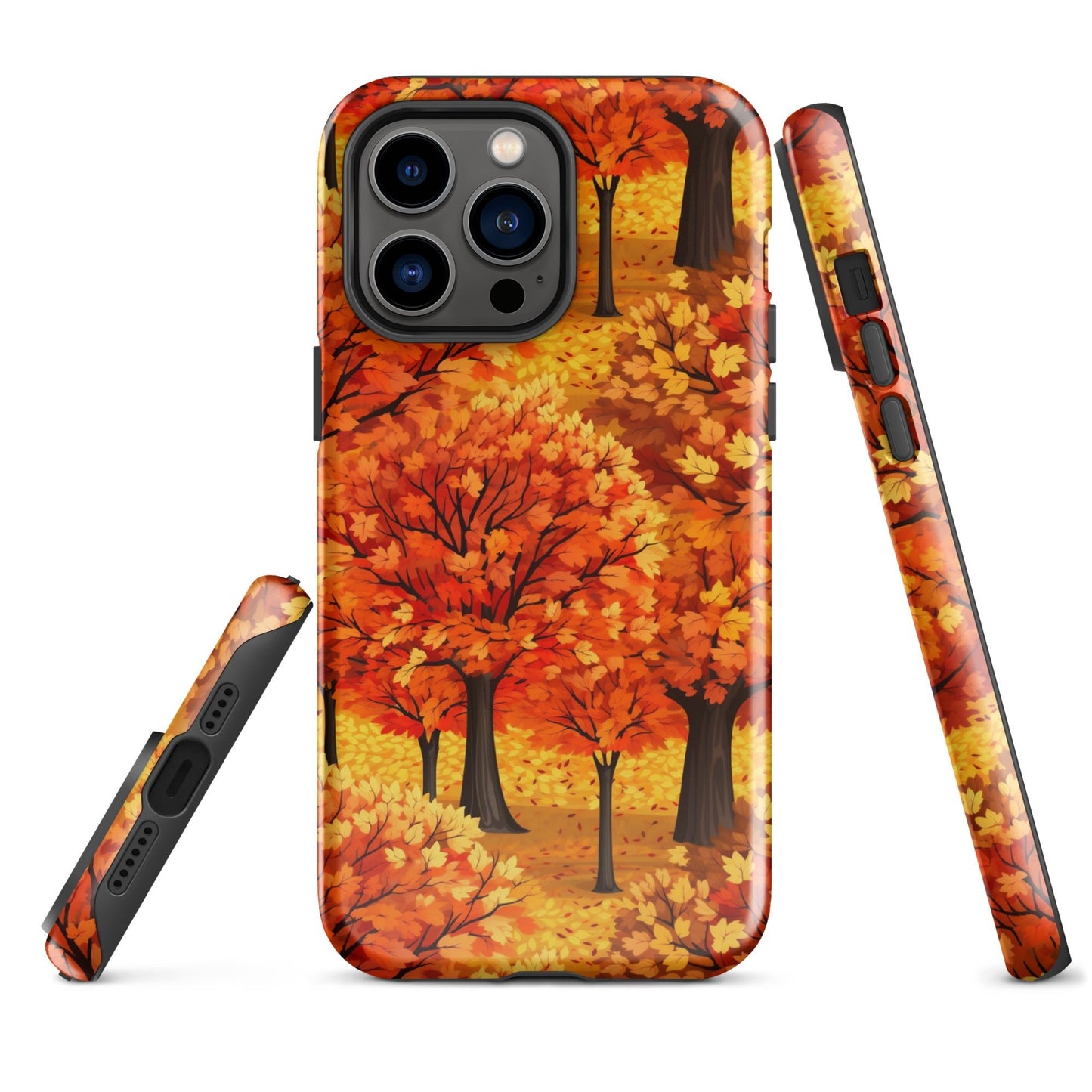 Impasto-Style Woodlands - High-Contrast Autumn Foliage - iPhone Case - Pattern Symphony