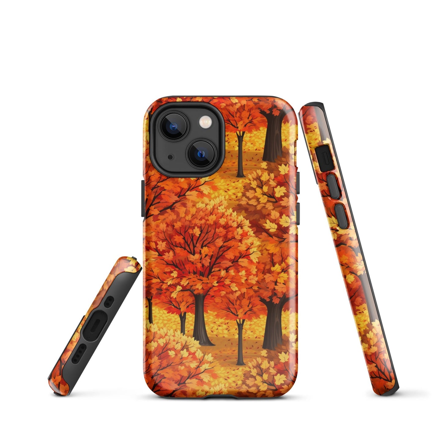 Impasto-Style Woodlands - High-Contrast Autumn Foliage - iPhone Case - Pattern Symphony