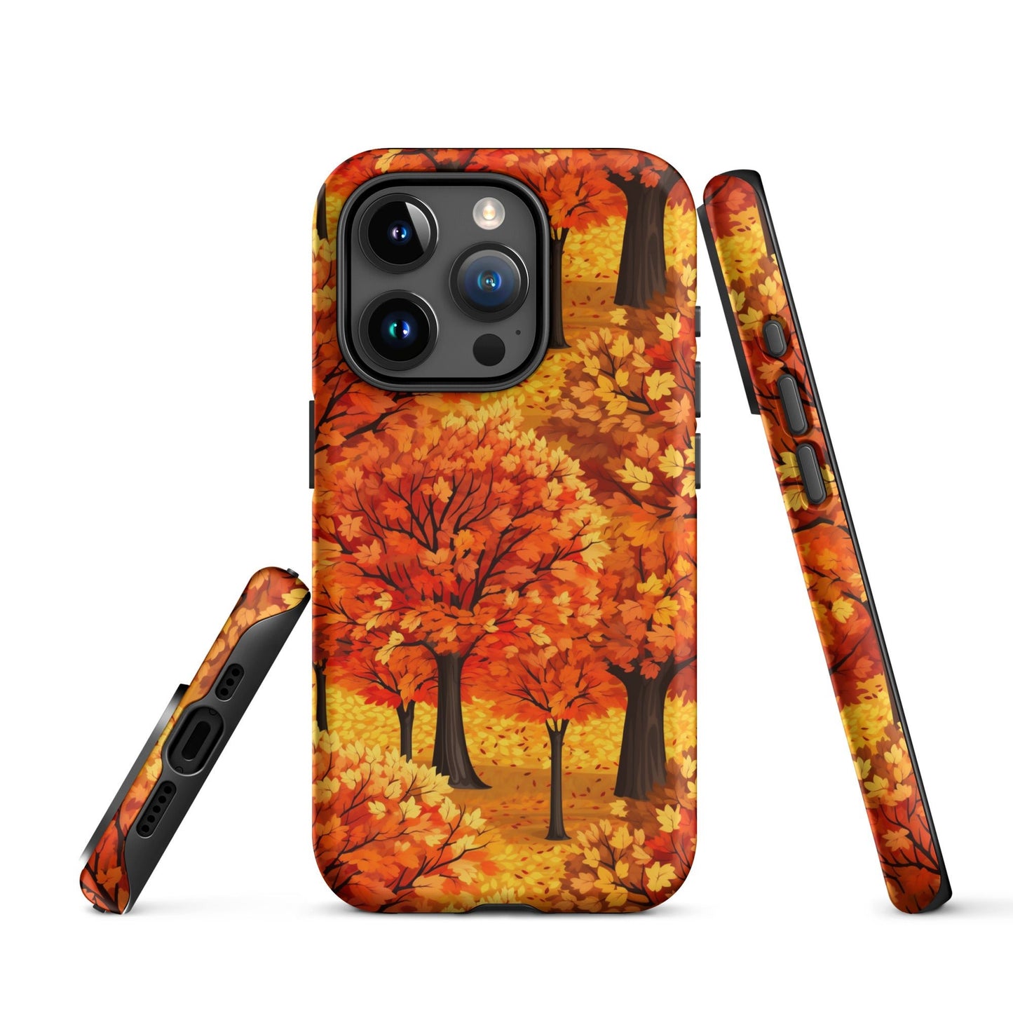 Impasto-Style Woodlands - High-Contrast Autumn Foliage - iPhone Case - Pattern Symphony