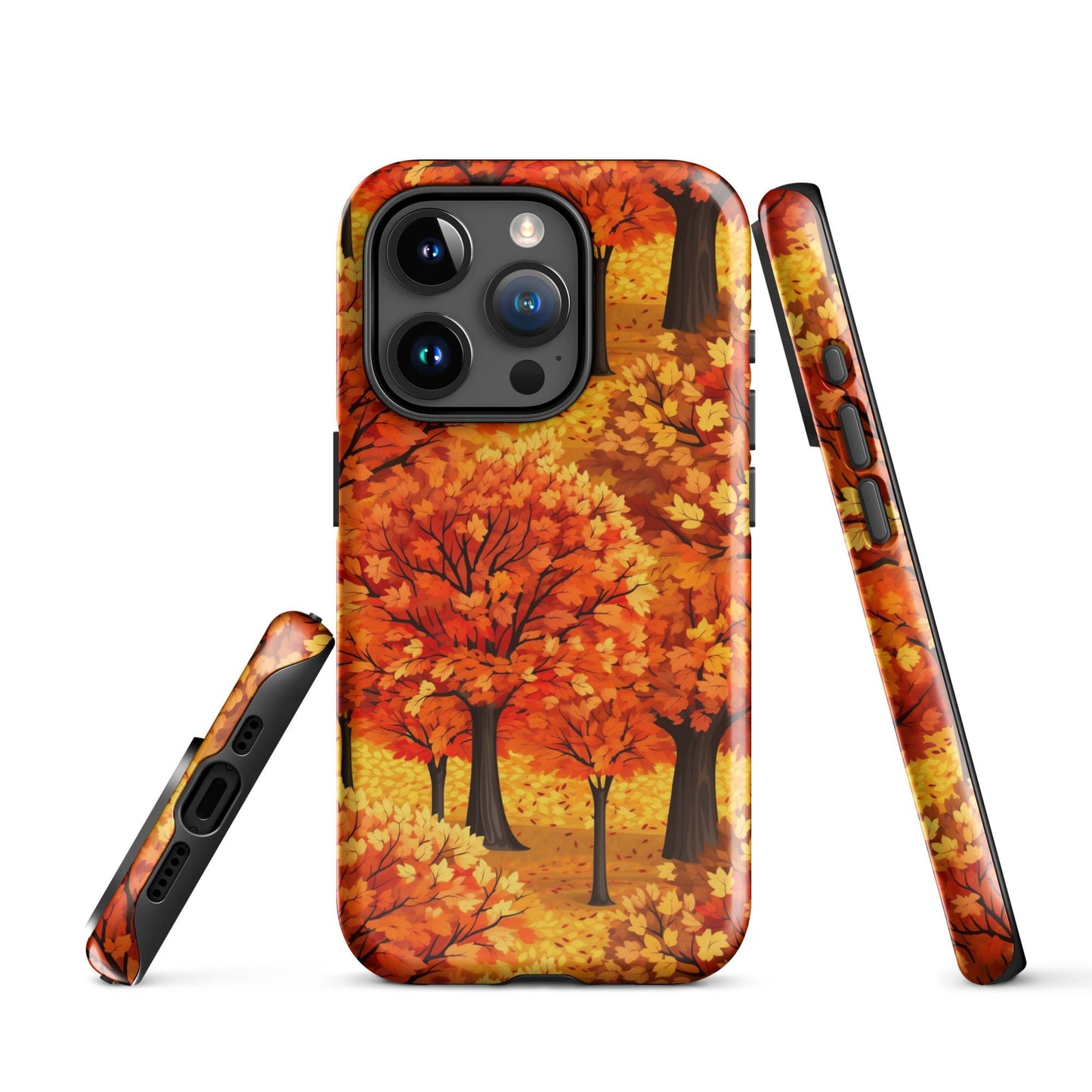 Impasto-Style Woodlands - High-Contrast Autumn Foliage - iPhone Case - Pattern Symphony