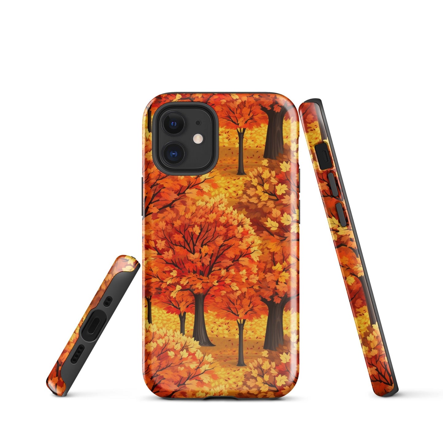 Impasto-Style Woodlands - High-Contrast Autumn Foliage - iPhone Case - Pattern Symphony