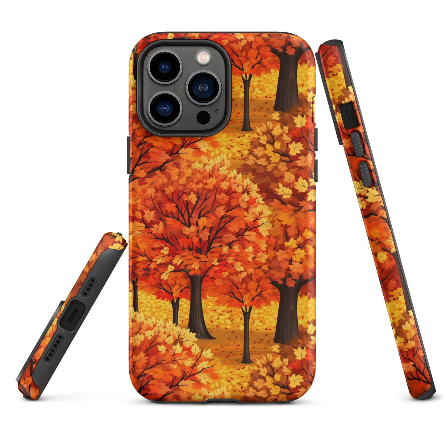 Impasto-Style Woodlands - High-Contrast Autumn Foliage - iPhone Case - Pattern Symphony