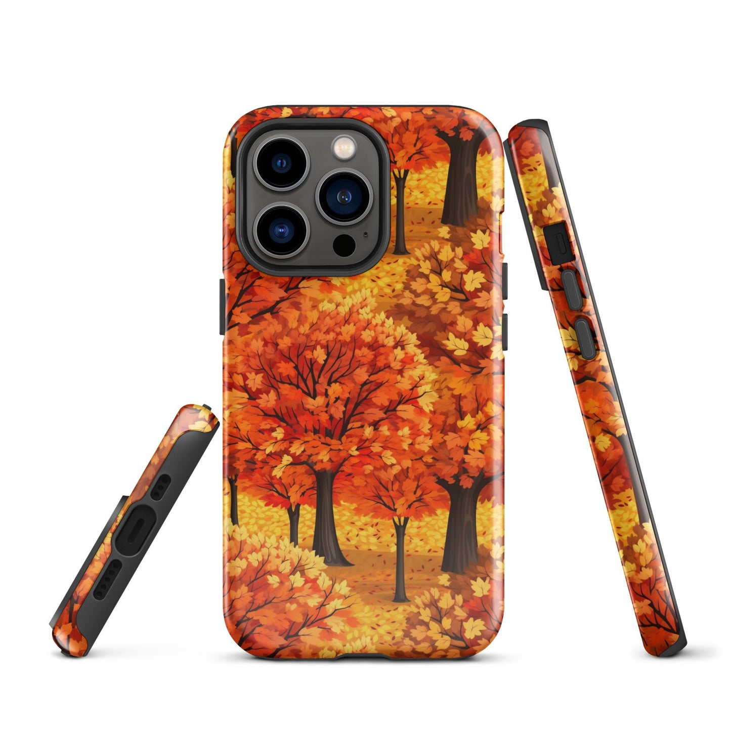 Impasto-Style Woodlands - High-Contrast Autumn Foliage - iPhone Case - Pattern Symphony