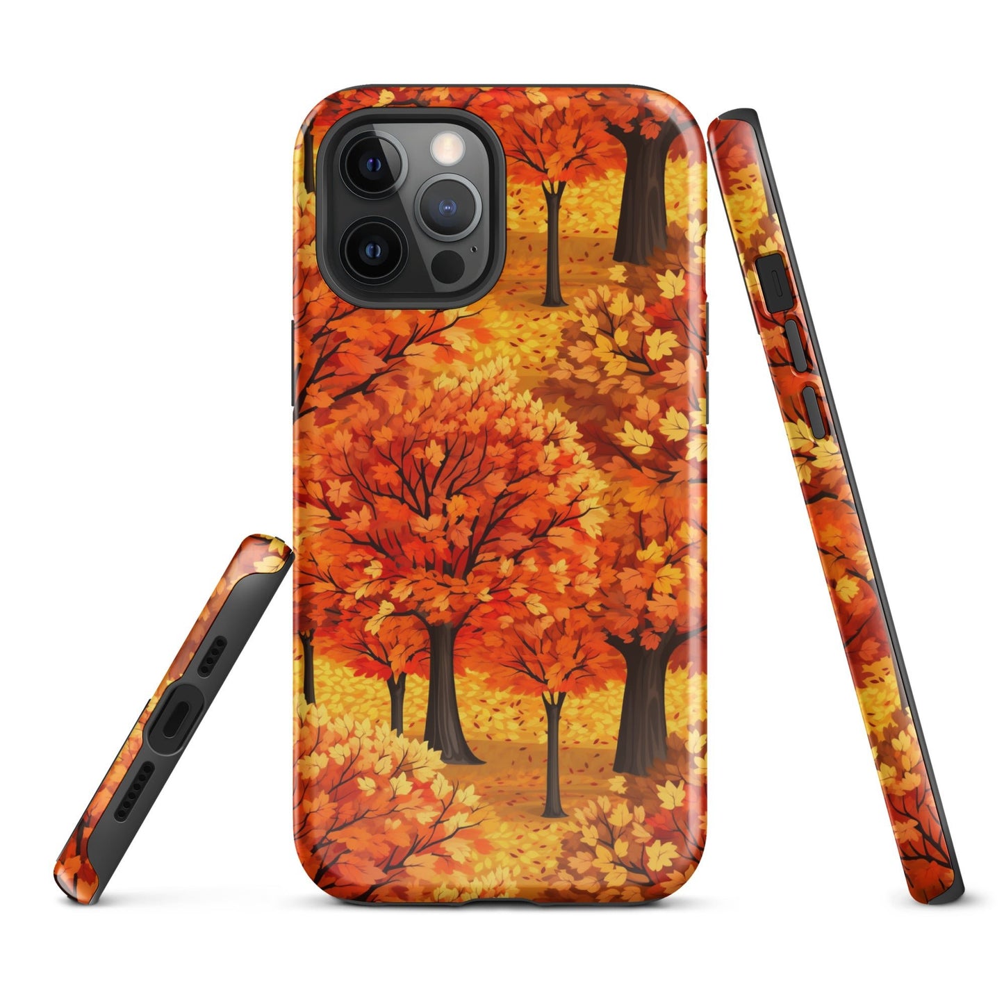 Impasto-Style Woodlands - High-Contrast Autumn Foliage - iPhone Case - Pattern Symphony