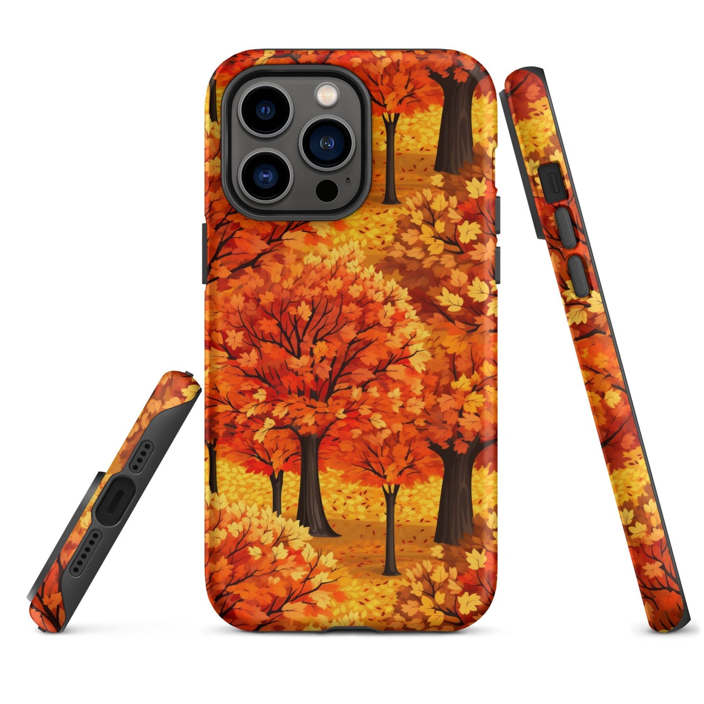 Impasto-Style Woodlands - High-Contrast Autumn Foliage - iPhone Case - Pattern Symphony