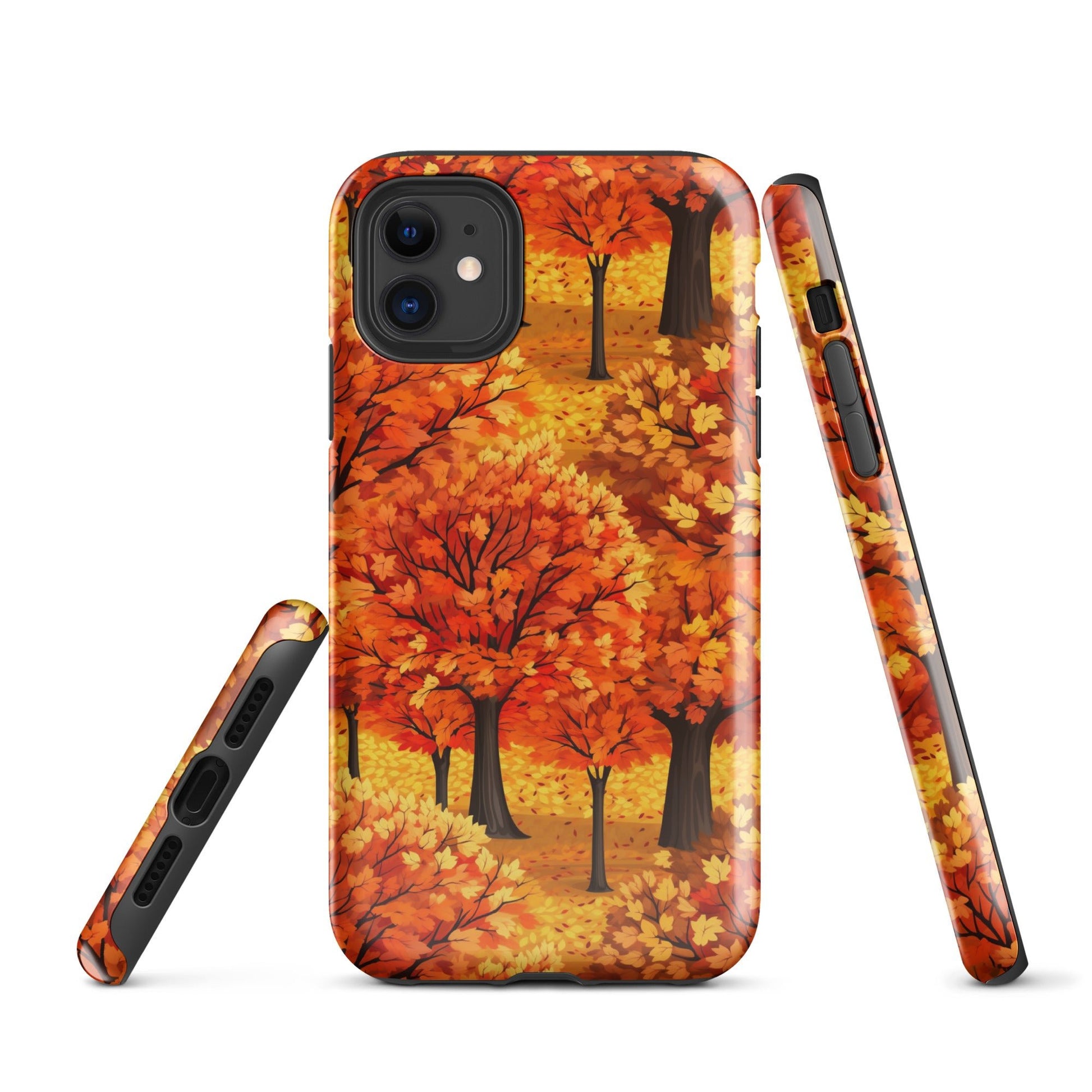 Impasto-Style Woodlands - High-Contrast Autumn Foliage - iPhone Case - Pattern Symphony