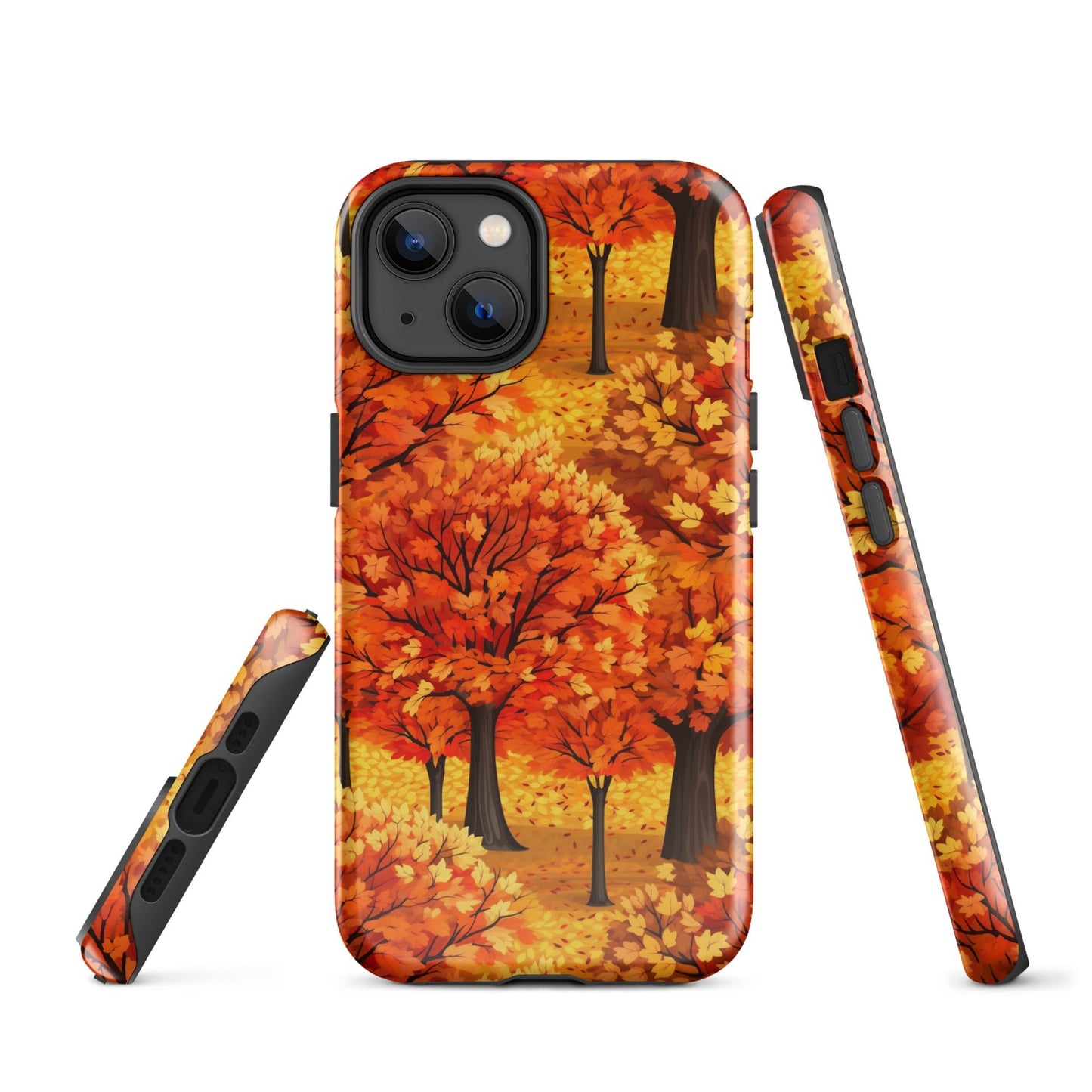 Impasto-Style Woodlands - High-Contrast Autumn Foliage - iPhone Case - Pattern Symphony