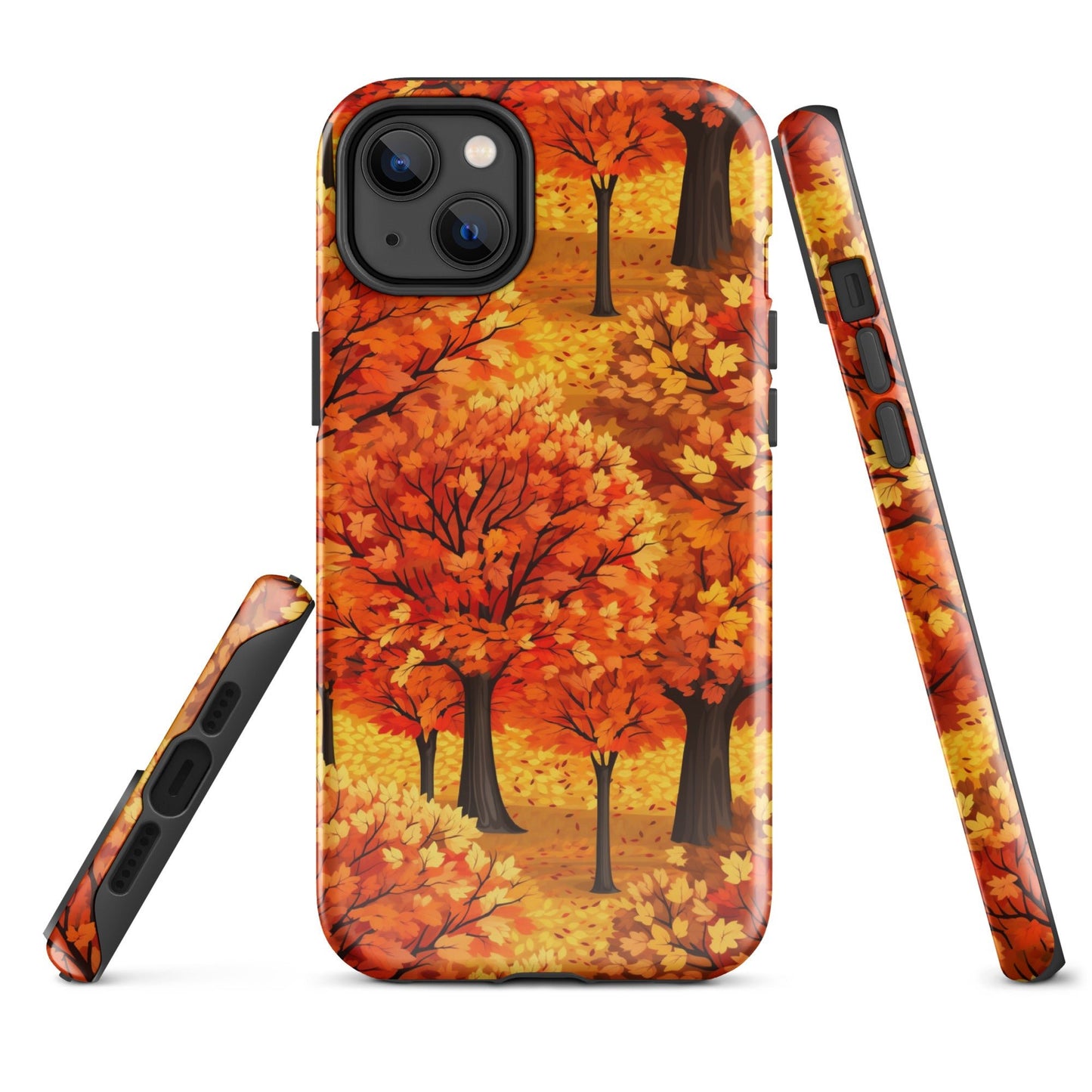 Impasto-Style Woodlands - High-Contrast Autumn Foliage - iPhone Case - Pattern Symphony