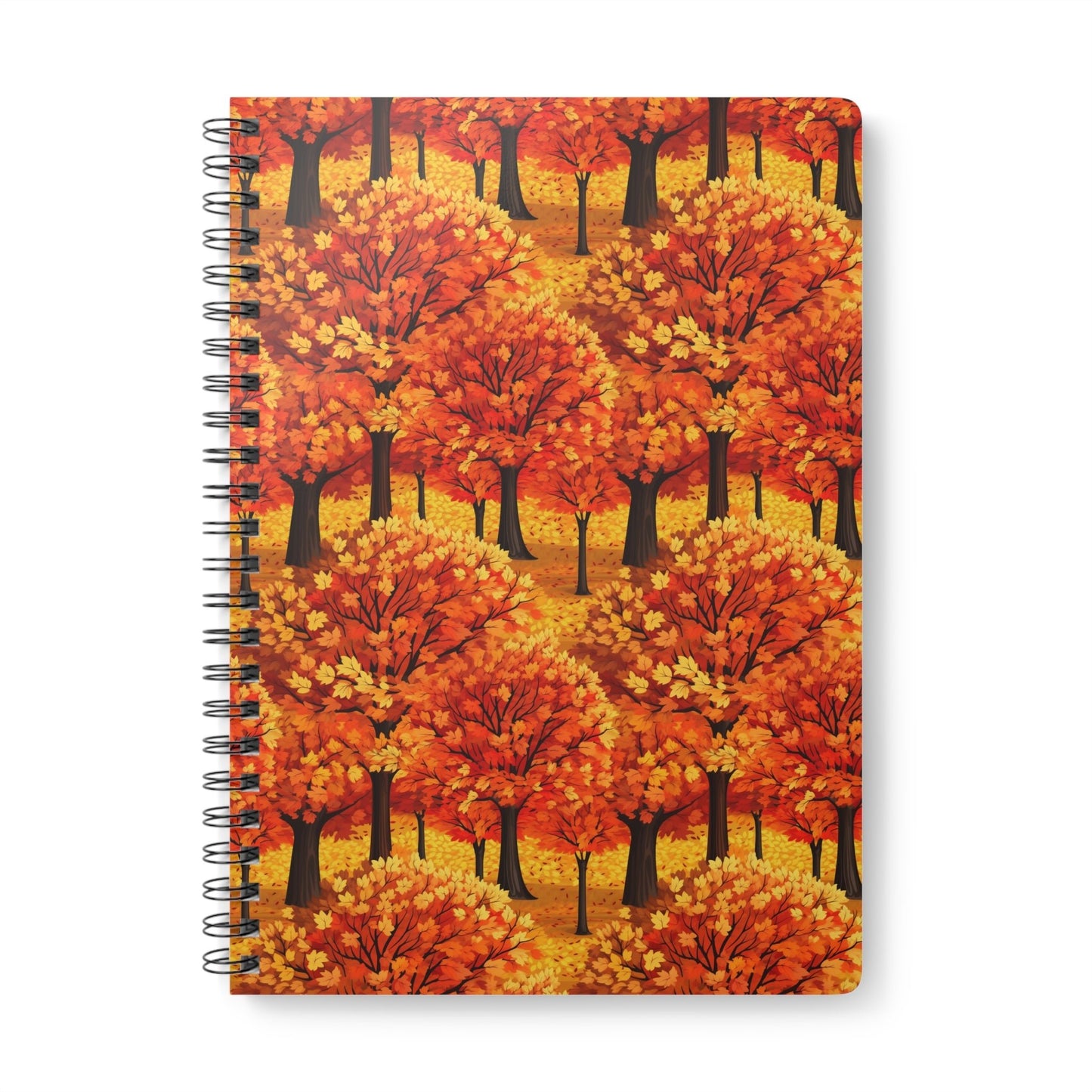 Impasto-Style Woodlands: High-Contrast Autumn Foliage - Notebook (A5) - Pattern Symphony