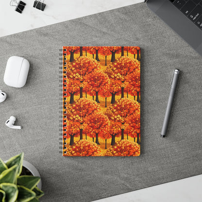 Impasto-Style Woodlands: High-Contrast Autumn Foliage - Notebook (A5) - Pattern Symphony