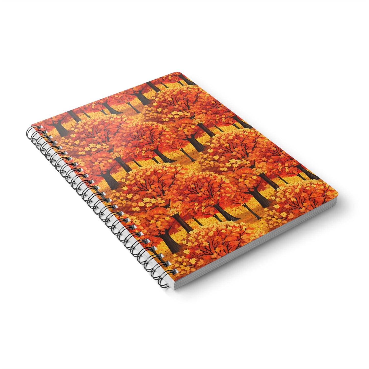 Impasto-Style Woodlands: High-Contrast Autumn Foliage - Notebook (A5) - Pattern Symphony