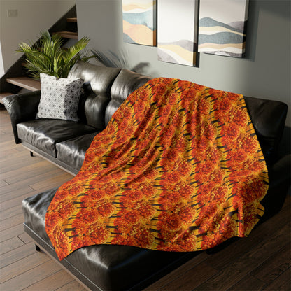 Impasto-Style Woodlands: High-Contrast Autumn Foliage - The Ideal Throw for Sofas - Pattern Symphony