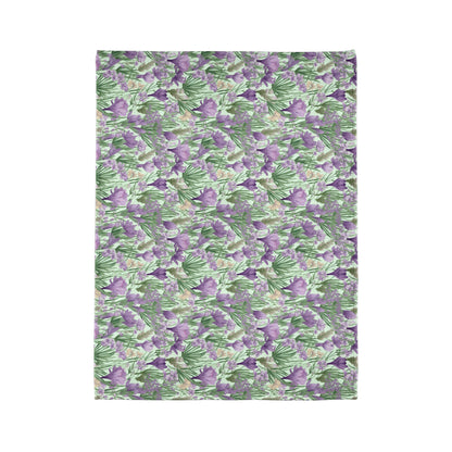 Lush Spring Garden: Purple Crocuses, Lavender Iris and Hyacinth - Sofa Throws - Pattern Symphony