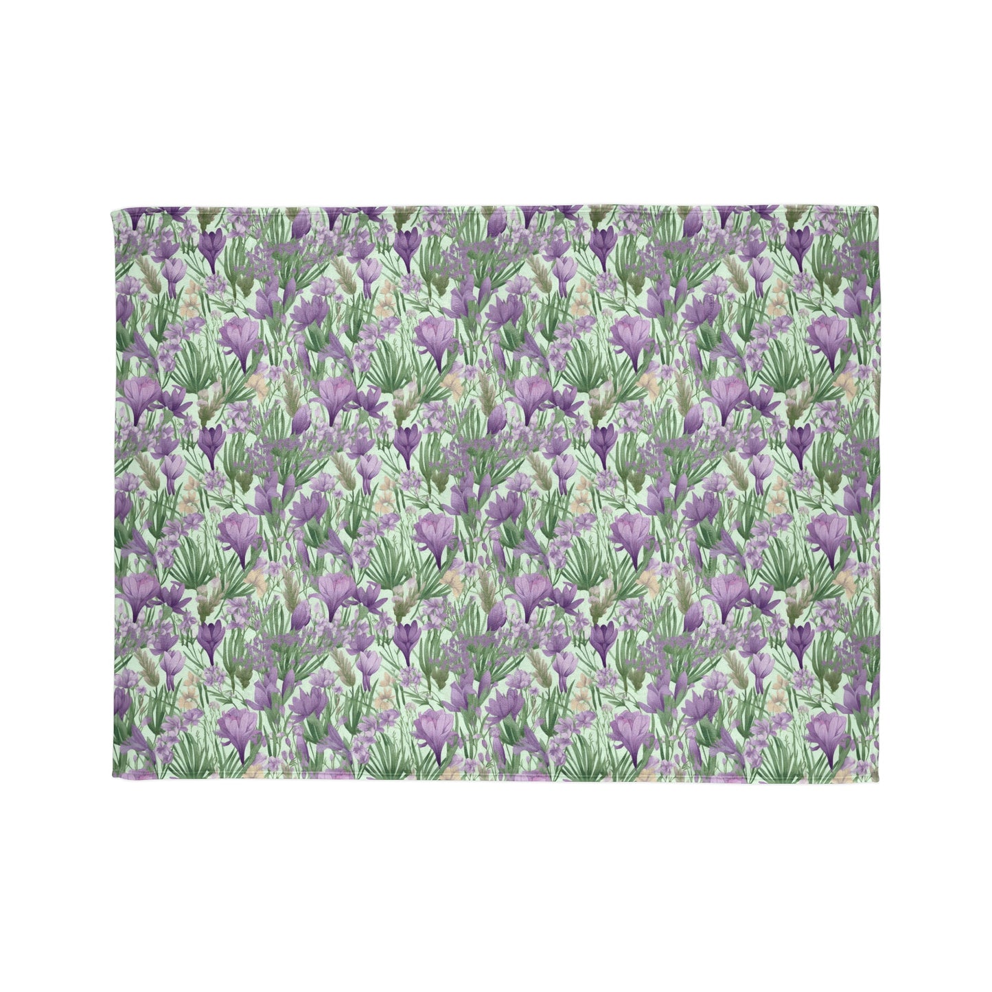 Lush Spring Garden: Purple Crocuses, Lavender Iris and Hyacinth - Sofa Throws - Pattern Symphony