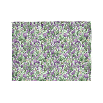 Lush Spring Garden: Purple Crocuses, Lavender Iris and Hyacinth - Sofa Throws - Pattern Symphony