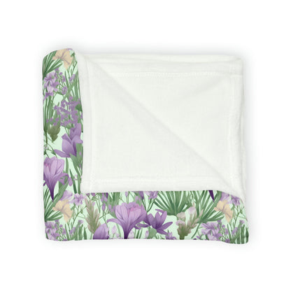 Lush Spring Garden: Purple Crocuses, Lavender Iris and Hyacinth - Sofa Throws - Pattern Symphony