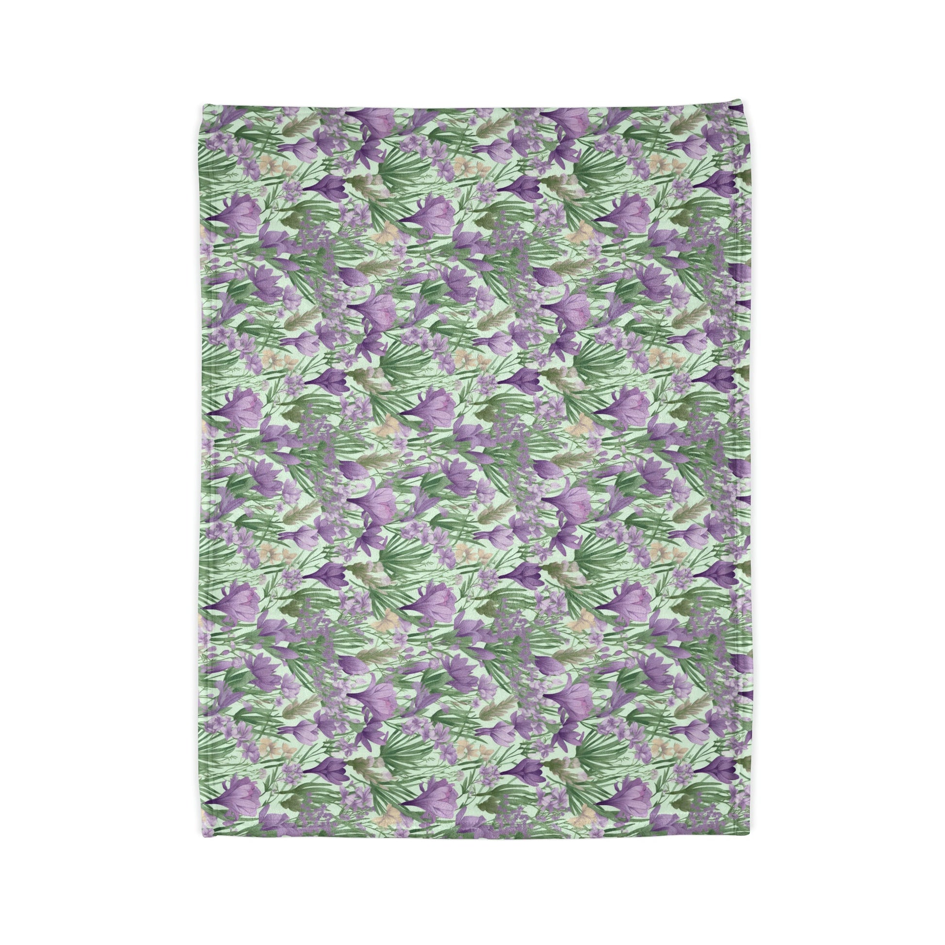 Lush Spring Garden: Purple Crocuses, Lavender Iris and Hyacinth - Sofa Throws - Pattern Symphony