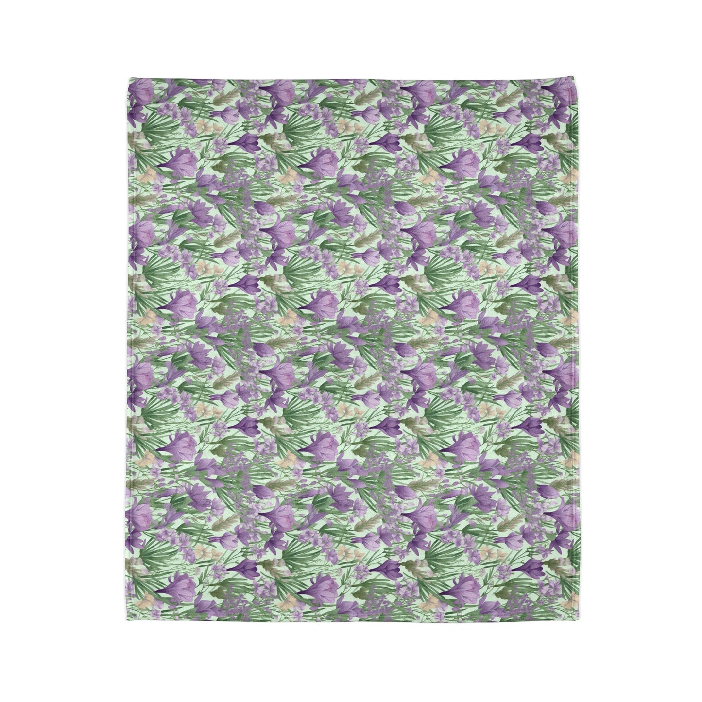 Lush Spring Garden: Purple Crocuses, Lavender Iris and Hyacinth - Sofa Throws - Pattern Symphony