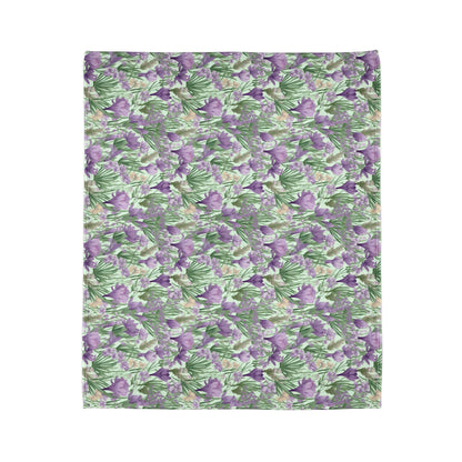 Lush Spring Garden: Purple Crocuses, Lavender Iris and Hyacinth - Sofa Throws - Pattern Symphony