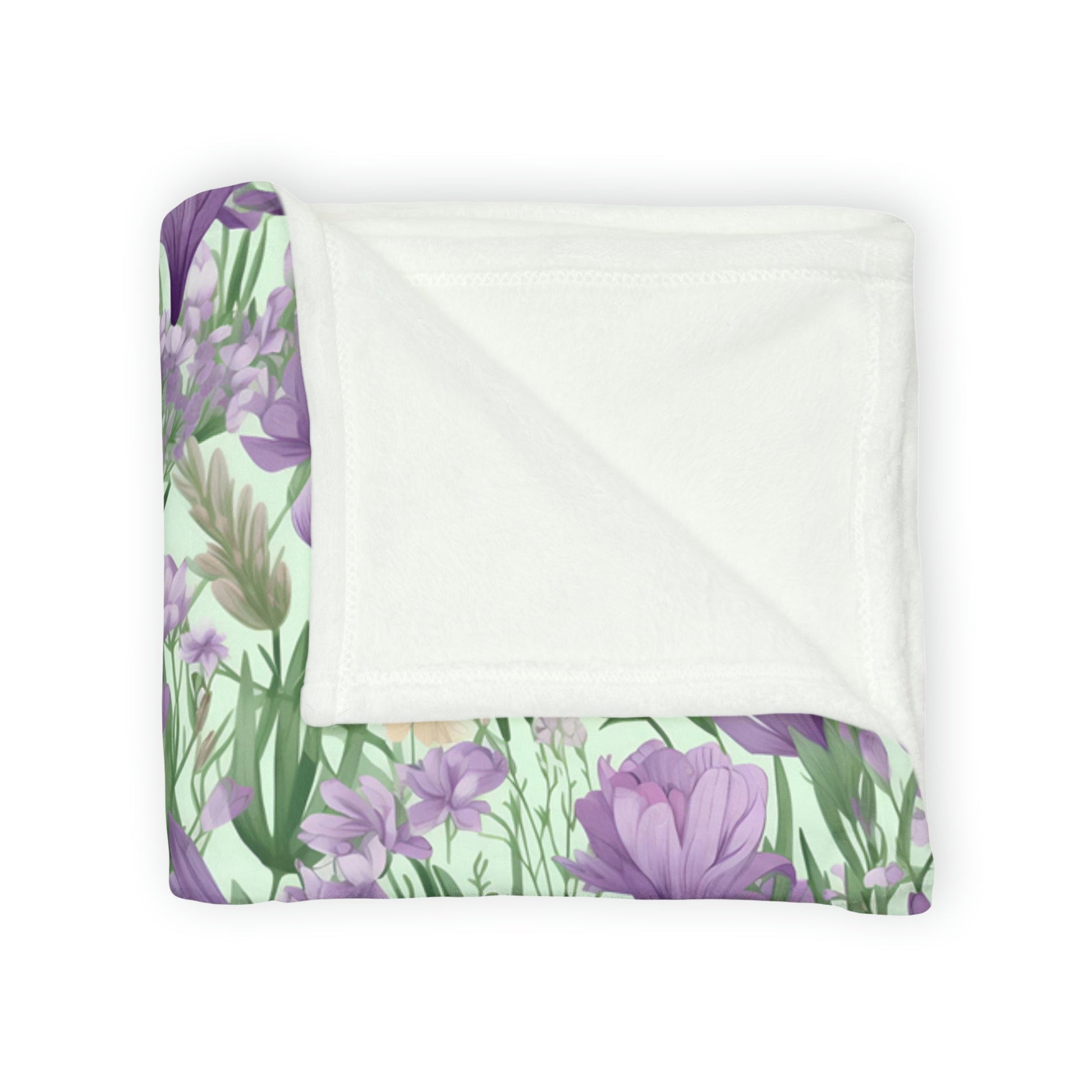 Lush Spring Garden: Purple Crocuses, Lavender Iris and Hyacinth - Sofa Throws - Pattern Symphony