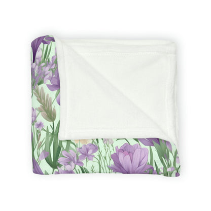 Lush Spring Garden: Purple Crocuses, Lavender Iris and Hyacinth - Sofa Throws - Pattern Symphony