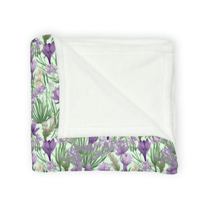 Lush Spring Garden: Purple Crocuses, Lavender Iris and Hyacinth - Sofa Throws - Pattern Symphony