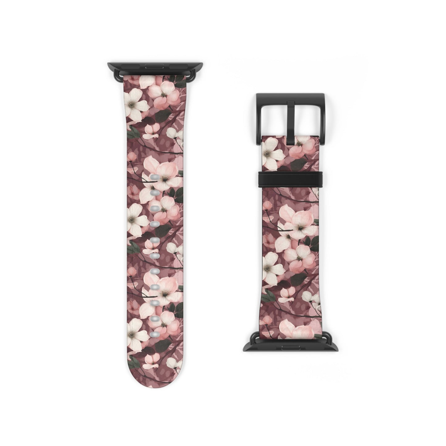 Sparse Dogwood Blossoms - Elegant Floral Design - Apple Watch Strap - Pattern Symphony