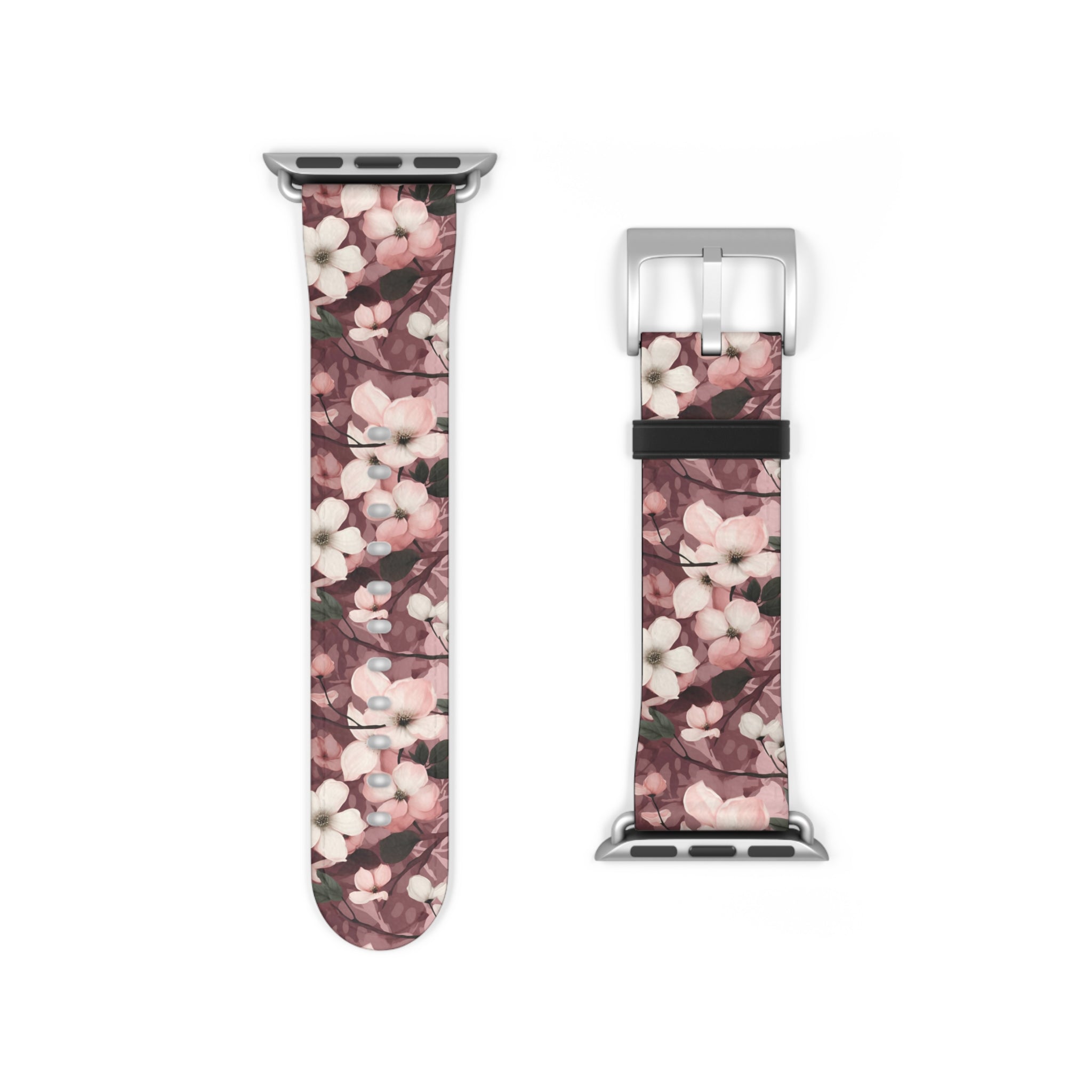 Sparse Dogwood Blossoms - Elegant Floral Design - Apple Watch Strap - Pattern Symphony