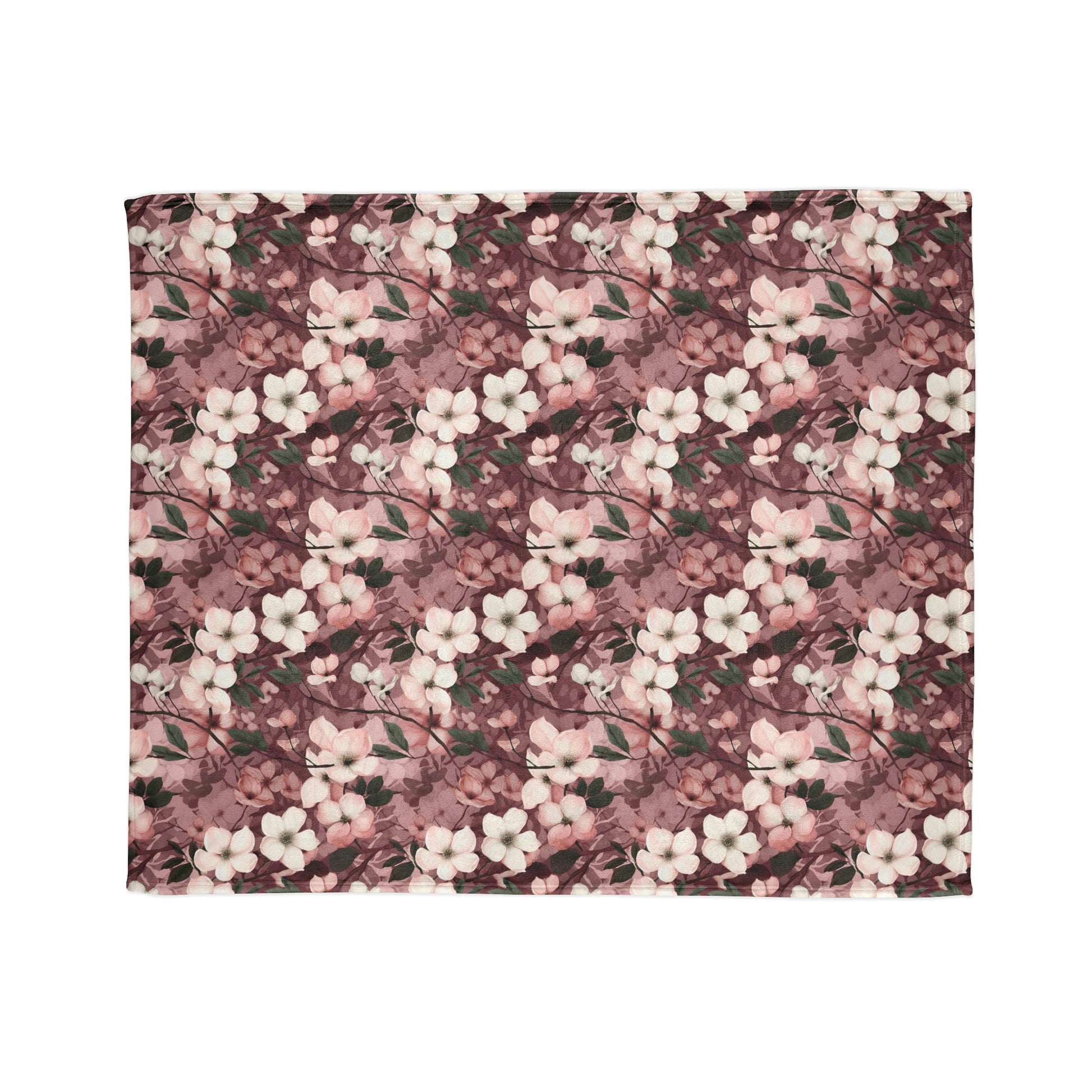 Sparse Dogwood Blossoms - Elegant Floral Design - Sofa Throws - Pattern Symphony