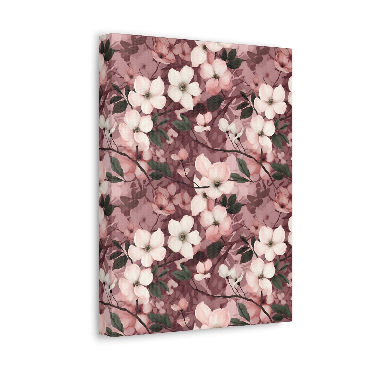 Sparse Dogwood Blossoms - Elegant Floral Design - Wall Art Canvas - Pattern Symphony