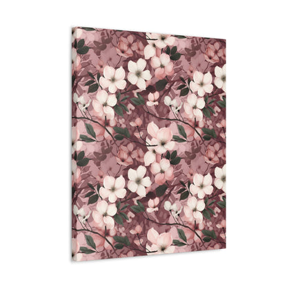 Sparse Dogwood Blossoms - Elegant Floral Design - Wall Art Canvas - Pattern Symphony