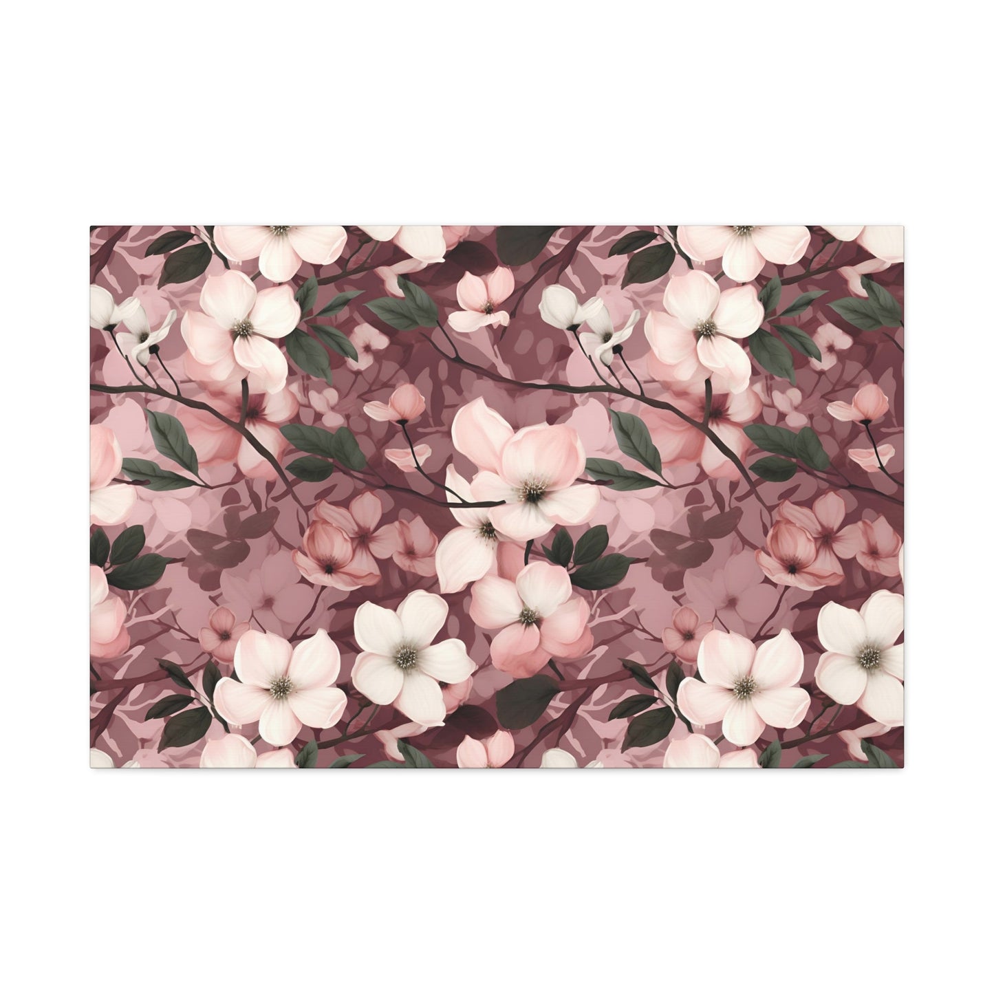 Sparse Dogwood Blossoms - Elegant Floral Design - Wall Art Canvas - Pattern Symphony