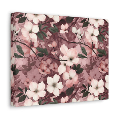 Sparse Dogwood Blossoms - Elegant Floral Design - Wall Art Canvas - Pattern Symphony