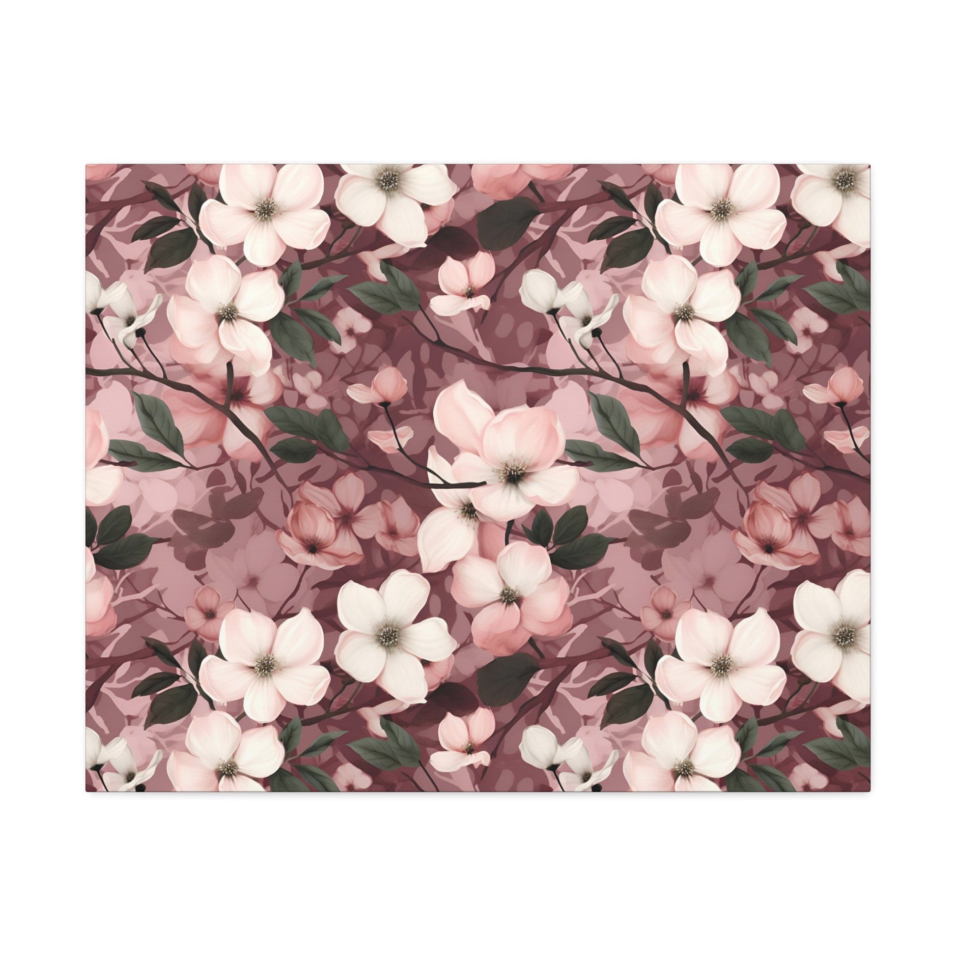 Sparse Dogwood Blossoms - Elegant Floral Design - Wall Art Canvas - Pattern Symphony