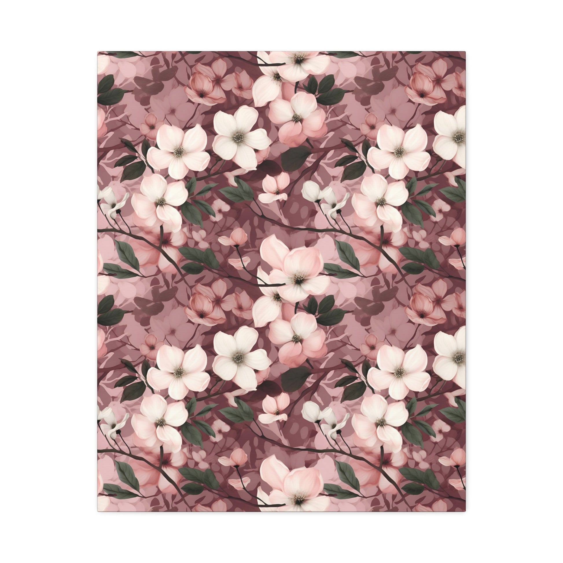 Sparse Dogwood Blossoms - Elegant Floral Design - Wall Art Canvas - Pattern Symphony