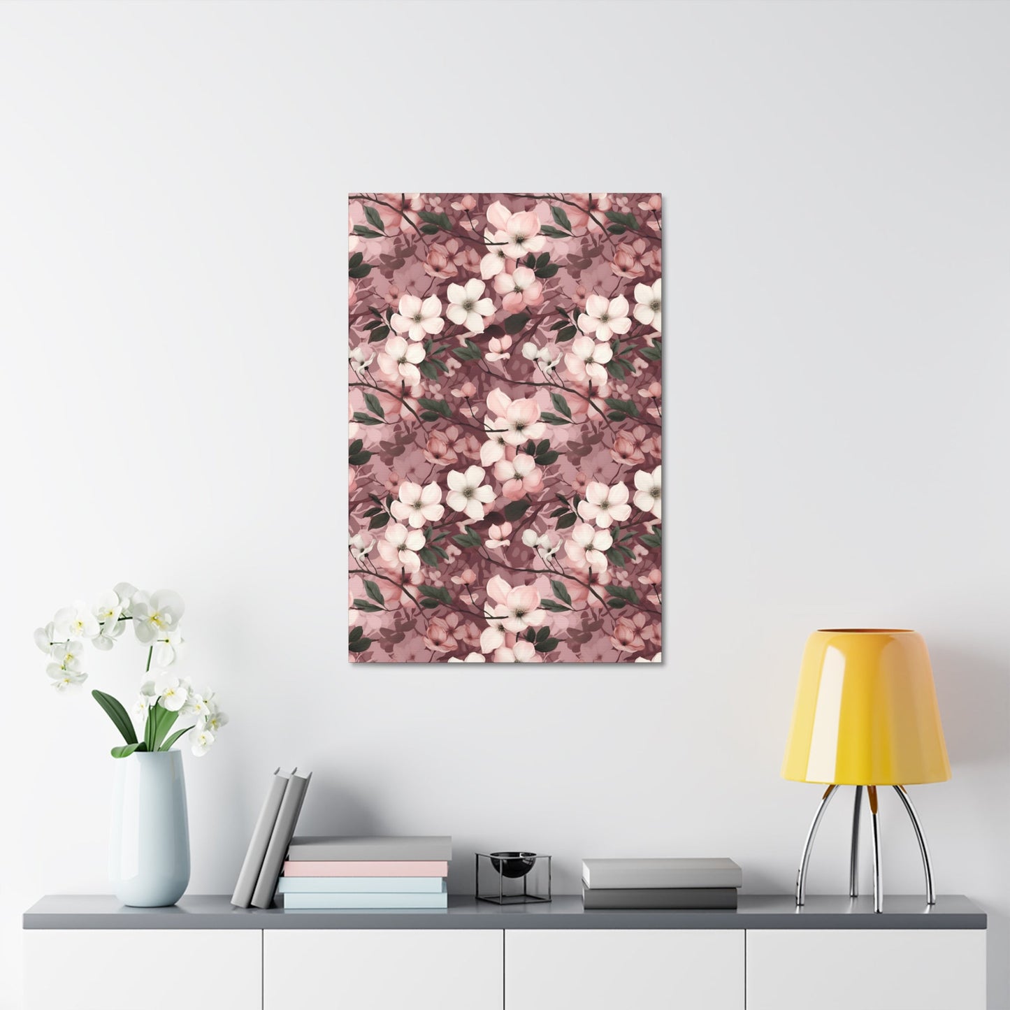 Sparse Dogwood Blossoms - Elegant Floral Design - Wall Art Canvas - Pattern Symphony