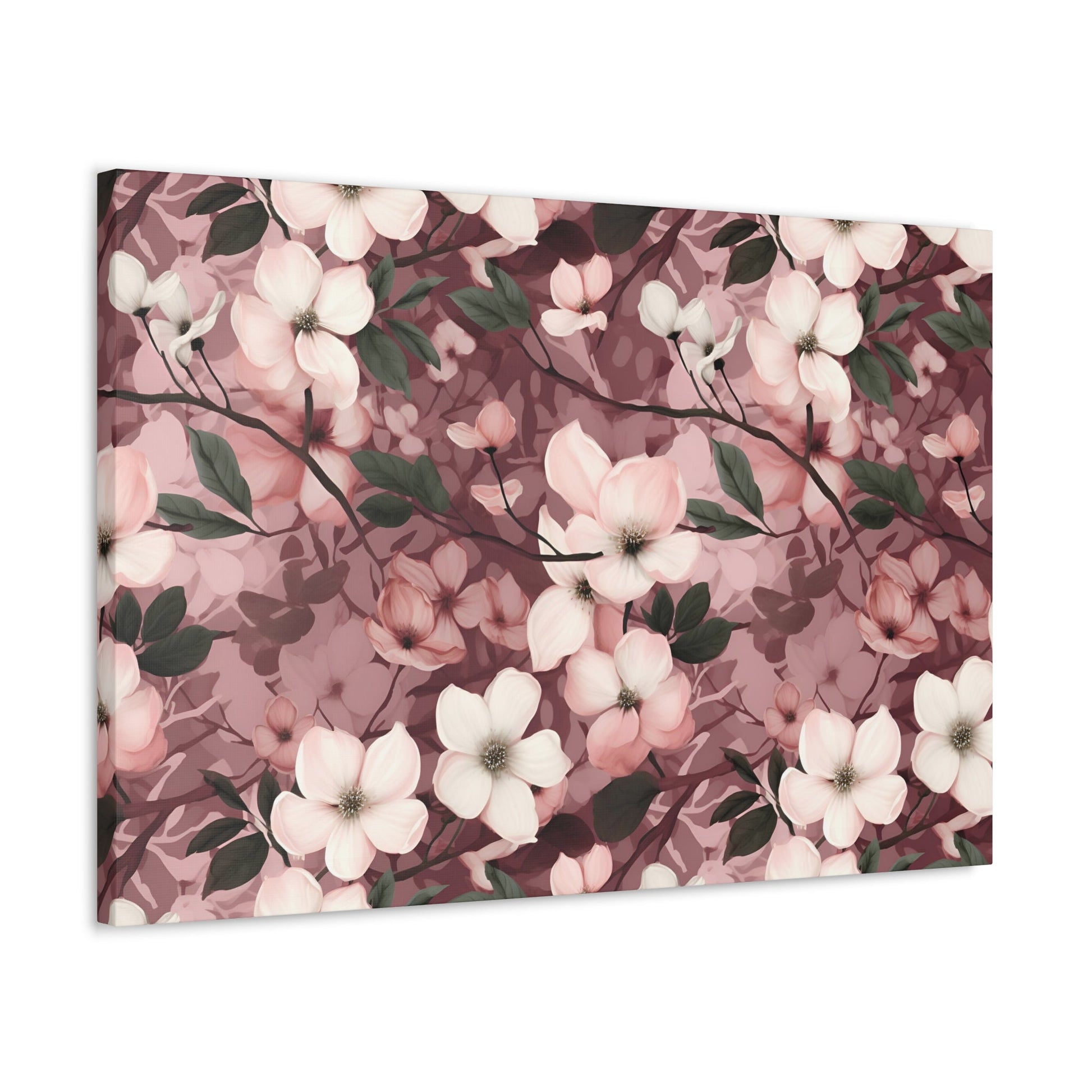 Sparse Dogwood Blossoms - Elegant Floral Design - Wall Art Canvas - Pattern Symphony