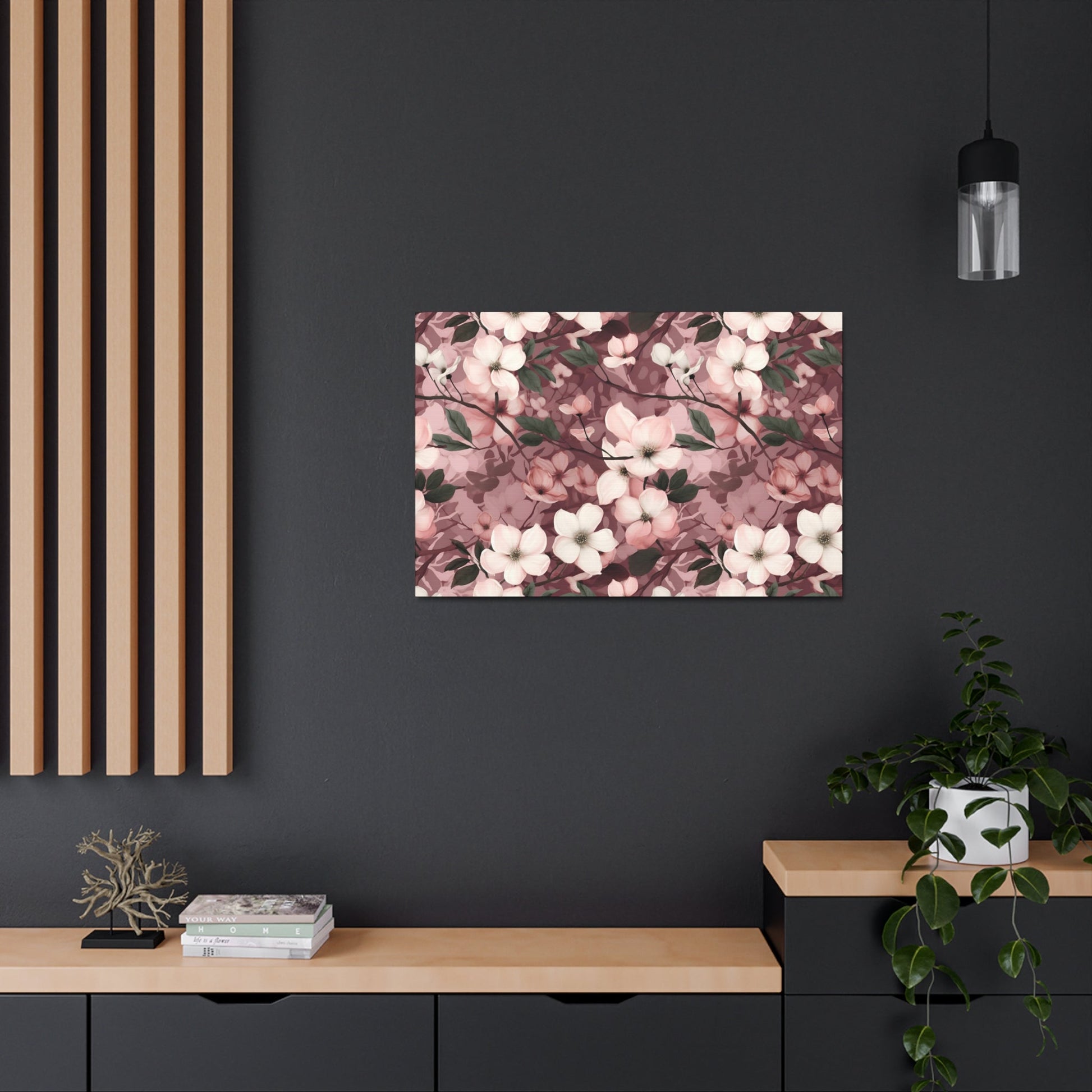 Sparse Dogwood Blossoms - Elegant Floral Design - Wall Art Canvas - Pattern Symphony