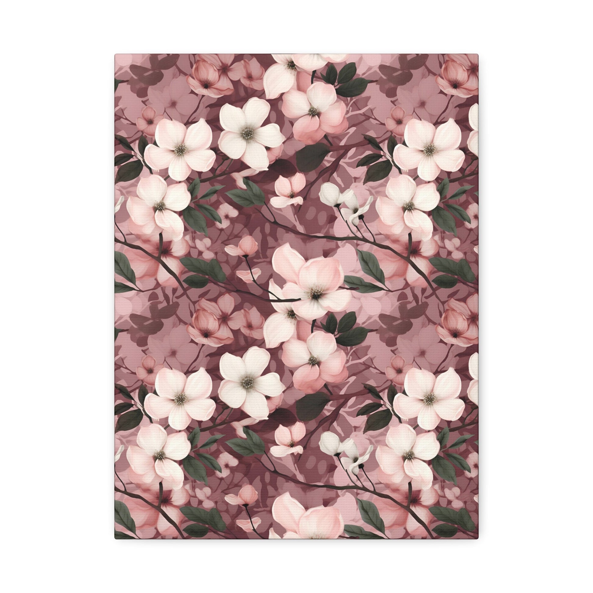 Sparse Dogwood Blossoms - Elegant Floral Design - Wall Art Canvas - Pattern Symphony