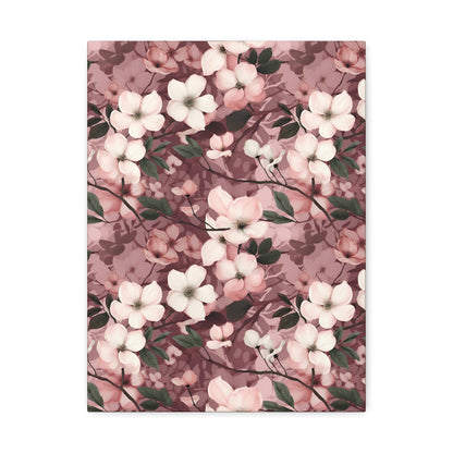 Sparse Dogwood Blossoms - Elegant Floral Design - Wall Art Canvas - Pattern Symphony