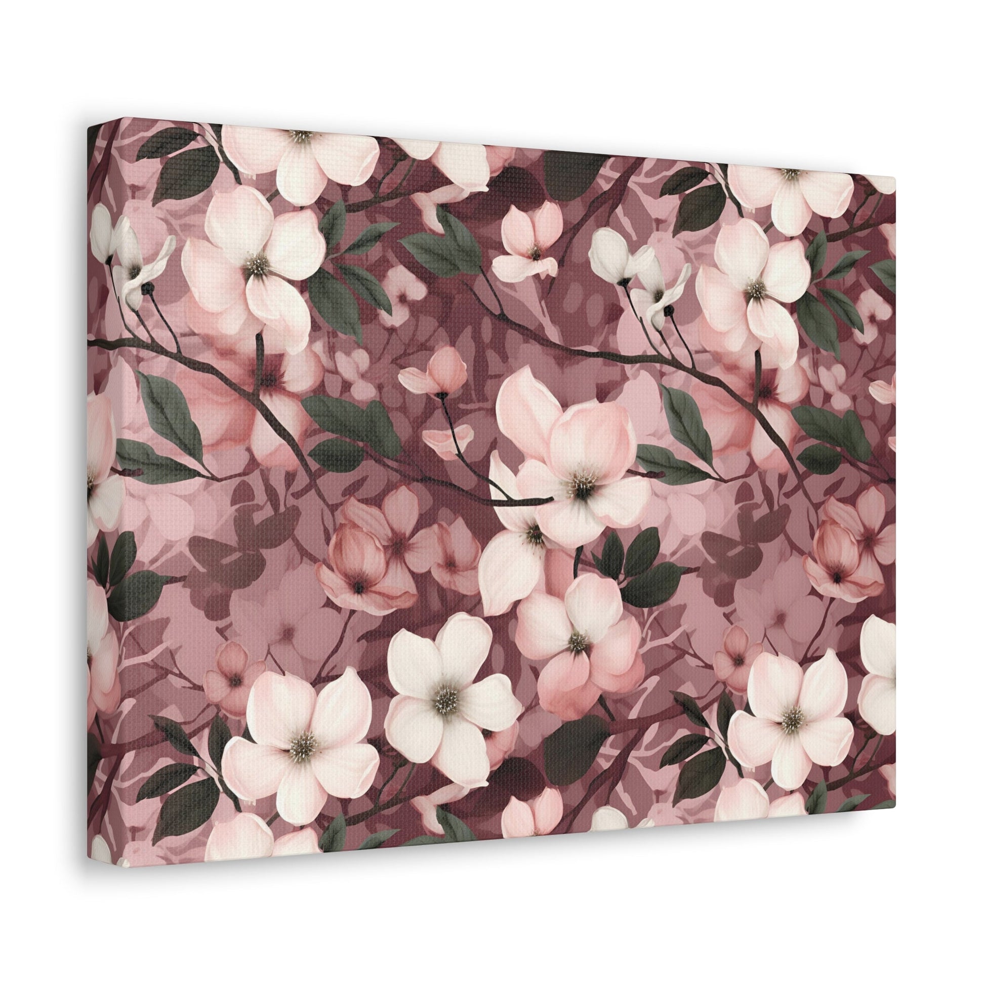 Sparse Dogwood Blossoms - Elegant Floral Design - Wall Art Canvas - Pattern Symphony