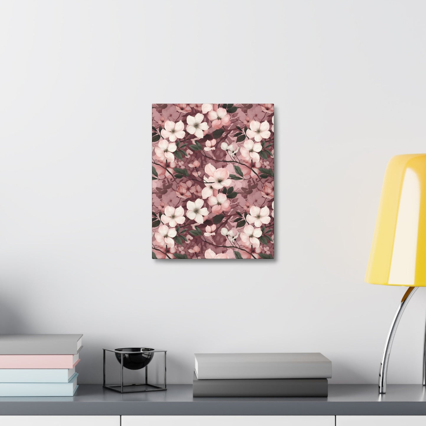 Sparse Dogwood Blossoms - Elegant Floral Design - Wall Art Canvas - Pattern Symphony