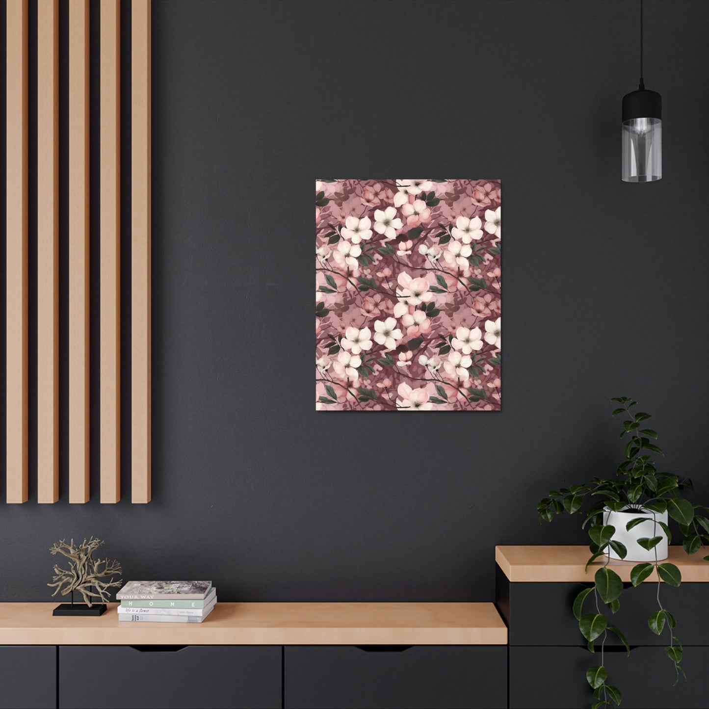 Sparse Dogwood Blossoms - Elegant Floral Design - Wall Art Canvas - Pattern Symphony