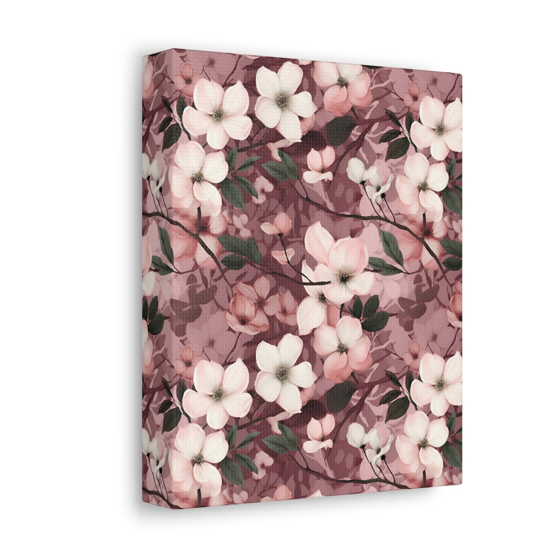 Sparse Dogwood Blossoms - Elegant Floral Design - Wall Art Canvas - Pattern Symphony