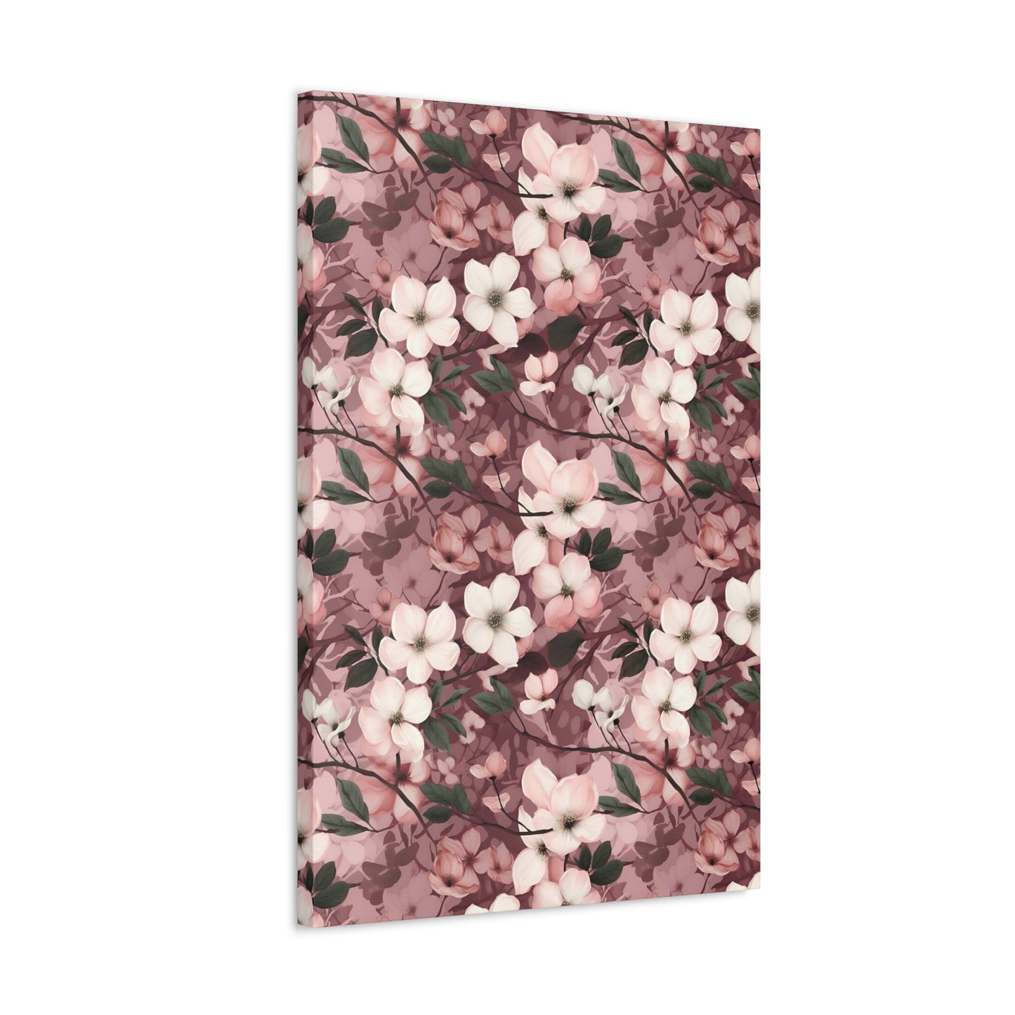 Sparse Dogwood Blossoms - Elegant Floral Design - Wall Art Canvas - Pattern Symphony