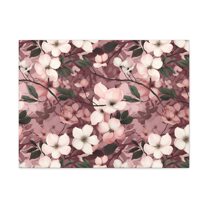 Sparse Dogwood Blossoms - Elegant Floral Design - Wall Art Canvas - Pattern Symphony