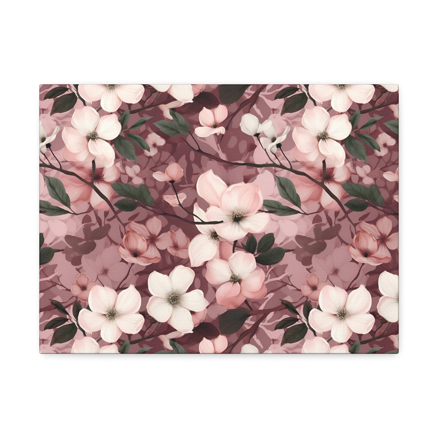 Sparse Dogwood Blossoms - Elegant Floral Design - Wall Art Canvas - Pattern Symphony